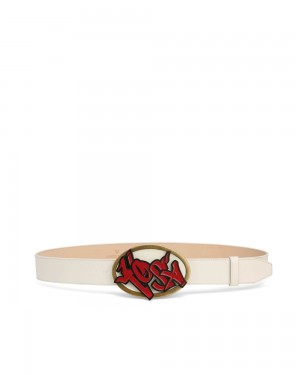 Ceinture Naked Wolfe Kosa Belt White Leather | 0432189-RL