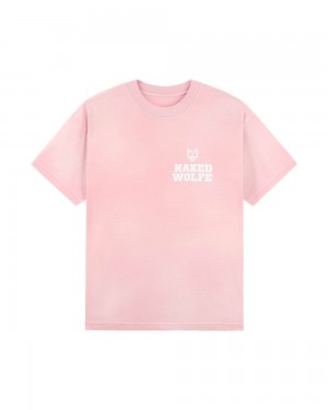 T-Shirt Naked Wolfe Vintage Painting T-Shirt Pink | 0763451-DA