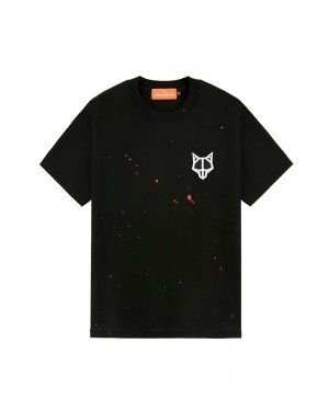 T-Shirt Naked Wolfe Wolfe T-Shirt Black Paint Splatter | 1235609-VF