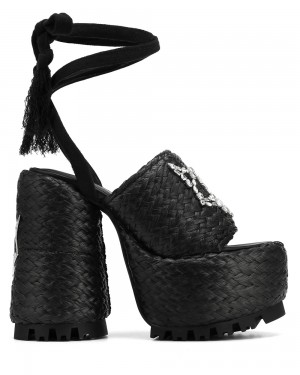 Talons Naked Wolfe Beach Raffia Black | 2508697-ZY